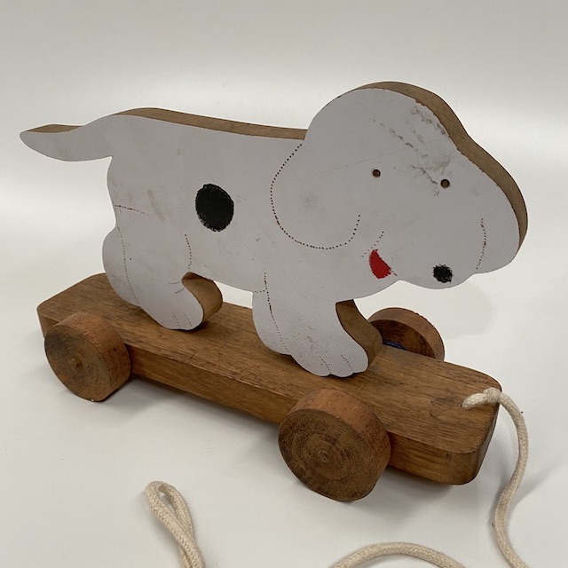 TOY, Pull Along Dog - Wooden w Spot